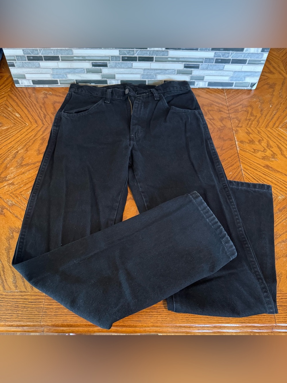 Rustler Regular Fit Straight Leg Black Jeans 29x30